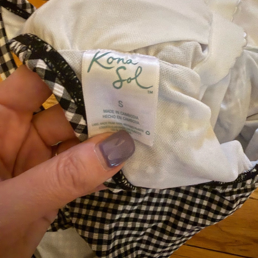 Kona Sol Black and White Gingham Swimsuit - Picture 3 of 4